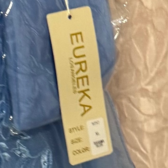 BABY BLUE ball gown w/ floral pattern and corcet back maxi prom bridsmaid Dress - Picture 7 of 9